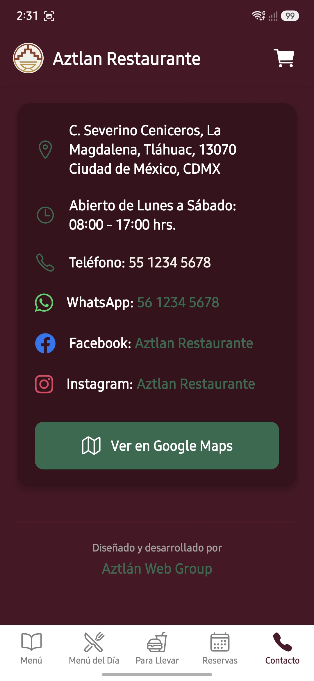 Pantalla de Informacion